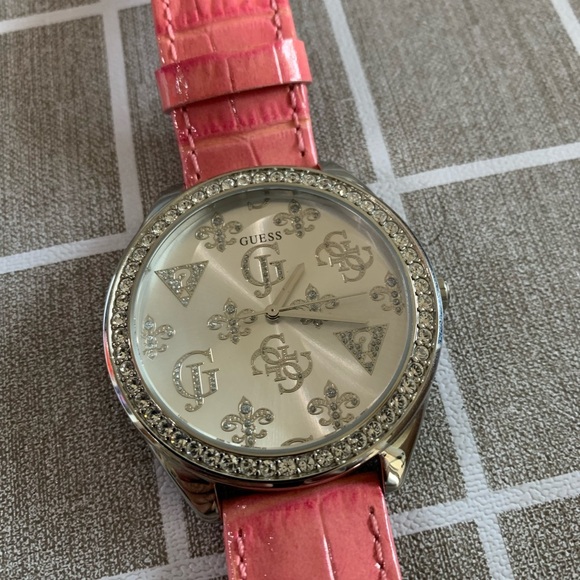 Pink GUESS Watch w/rhinestone face - Picture 2 of 3